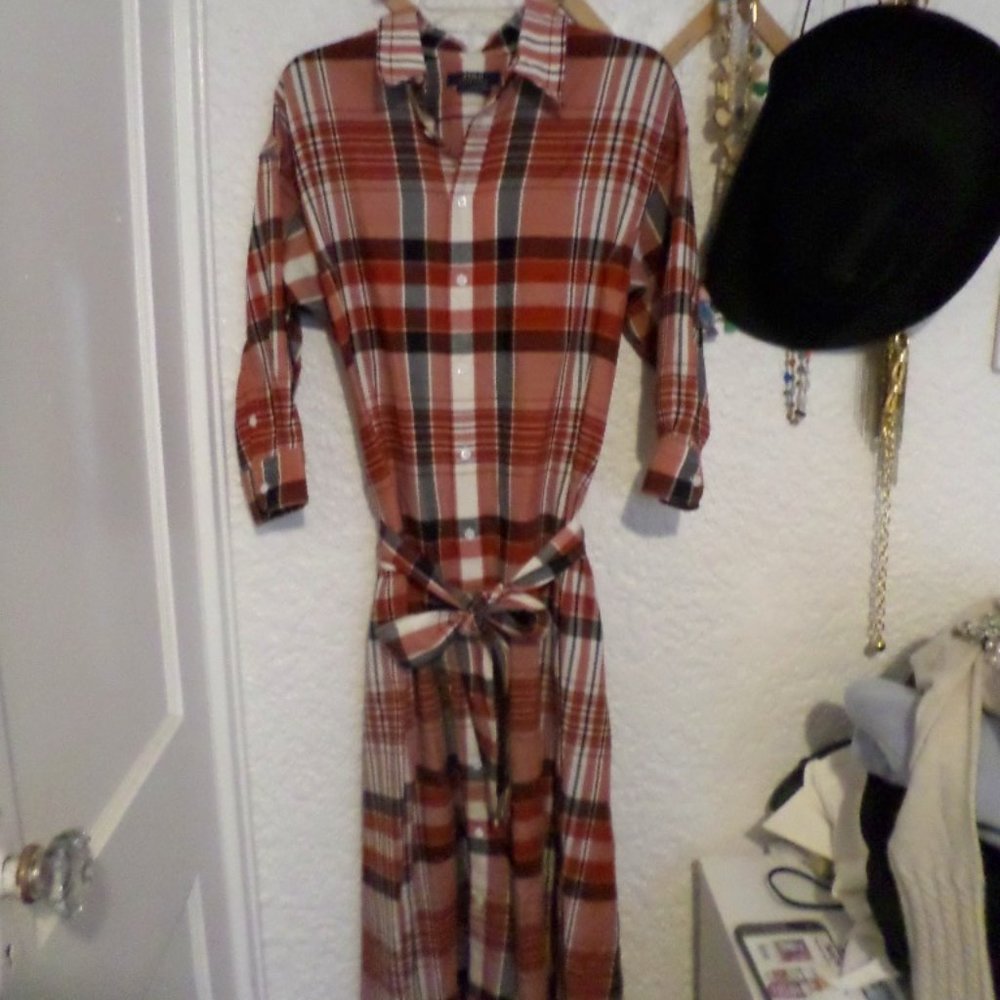 Polo Ralph Lauren Lightweight Wool Plaid Belted Shirtdress Sz 10 NWT